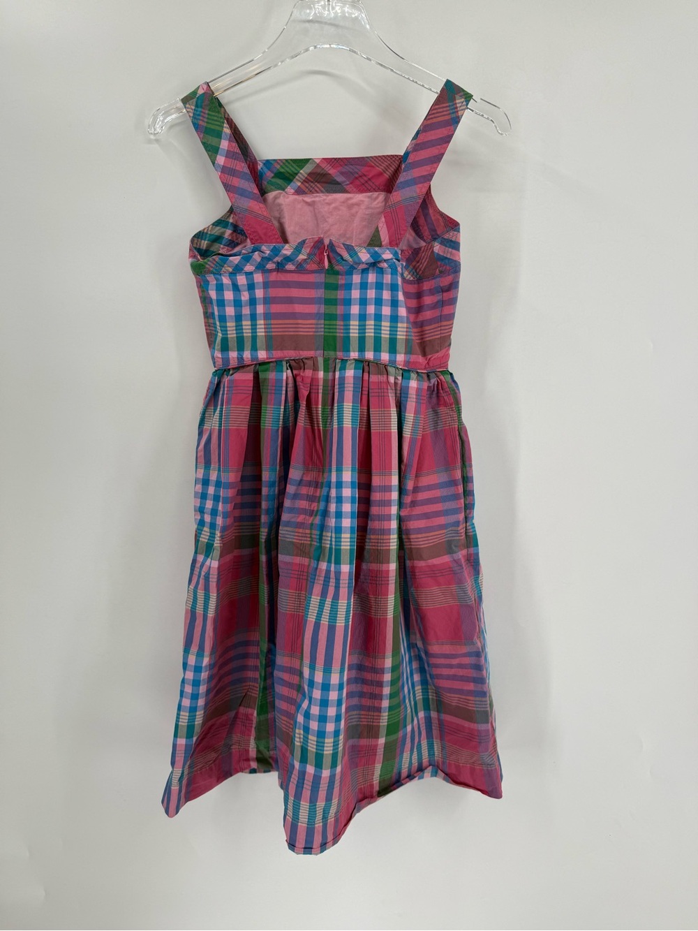 J. Crew cotton poplin apron dress in Magenta Plaid size 00 - Picture 3 of 6